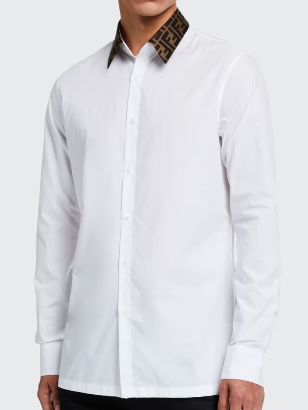 Fendi Logo Collar Long Sleeve Dress Shirt Size 41 Large